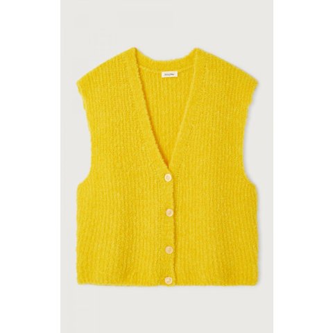 American VintageZolly Women s Sleeveless Cardigan Italian Bouclé Yarn