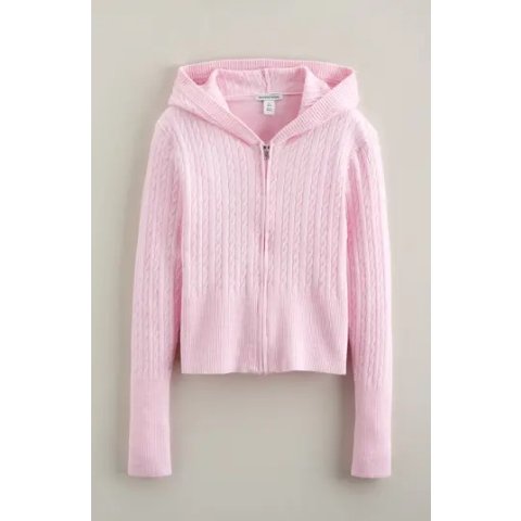 大童织纹连帽拉链卫衣