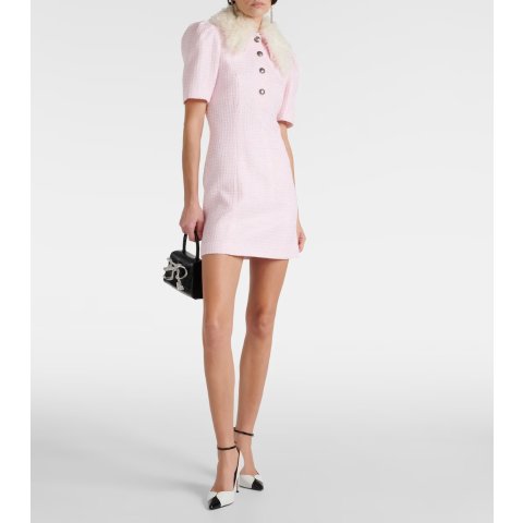 Sequined Collar Tweed Minidress