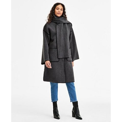 短款围巾扣大衣