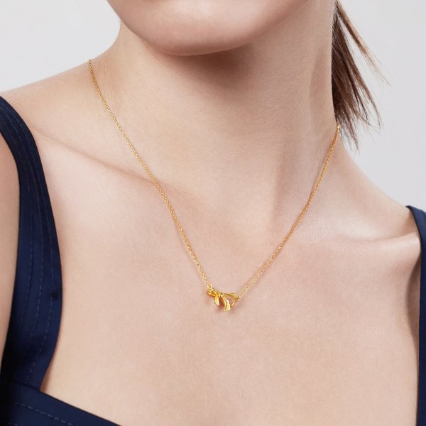 Gold 999.9 Bow Tie Necklace