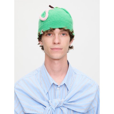 Charles Jeffrey LOVERBOY Apple Rib Beanie Green Pink Worm