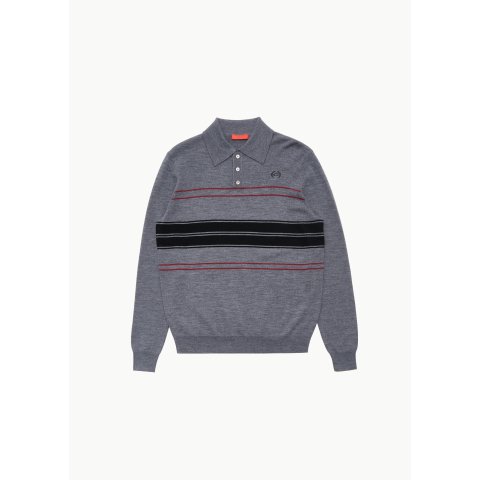 AmomentoPolo Knit with Stripe Detail