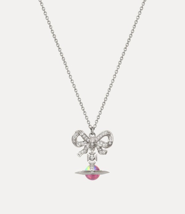Octavie Pendant Necklace Platinum White Pink AB CZ