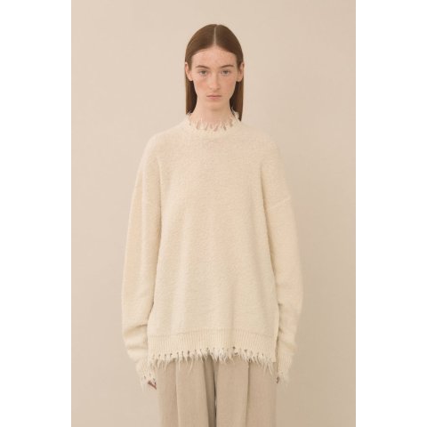 Lauren ManoogianWool Blend Crewneck Fray Edge