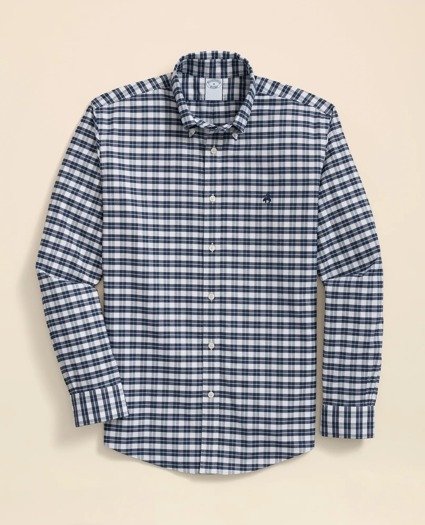 Non-Iron Stretch Cotton Checked Oxford Shirt