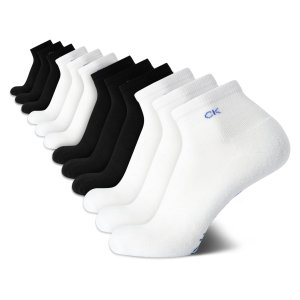 Calvin Klein Men's Quarter Socks 12 Pack Breathable Cushioned