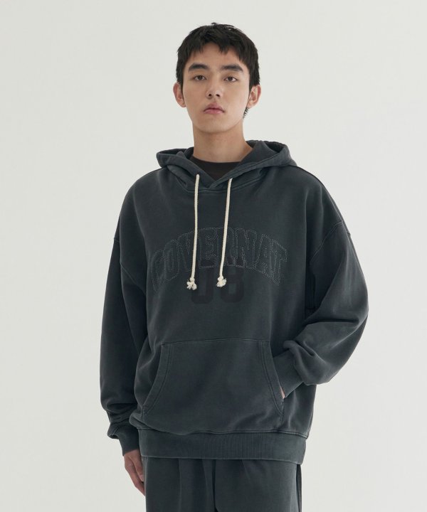Arch Logo Pigment Graphic Hoodie Dark Gray