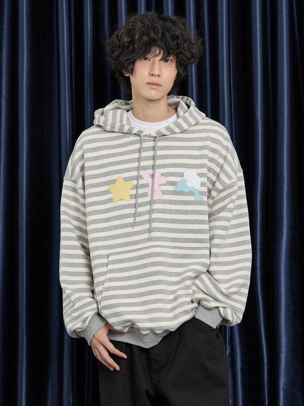 Spray Star Dolphin Hooded T-shirt Stripe Hoodies
