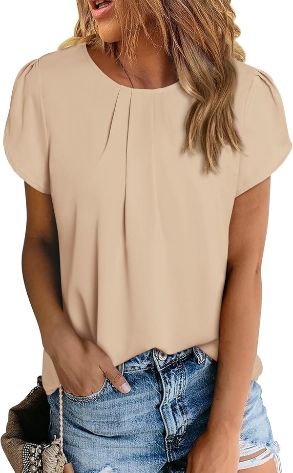 PRETTYGARDEN Women's Round Neck Short Sleeve Top