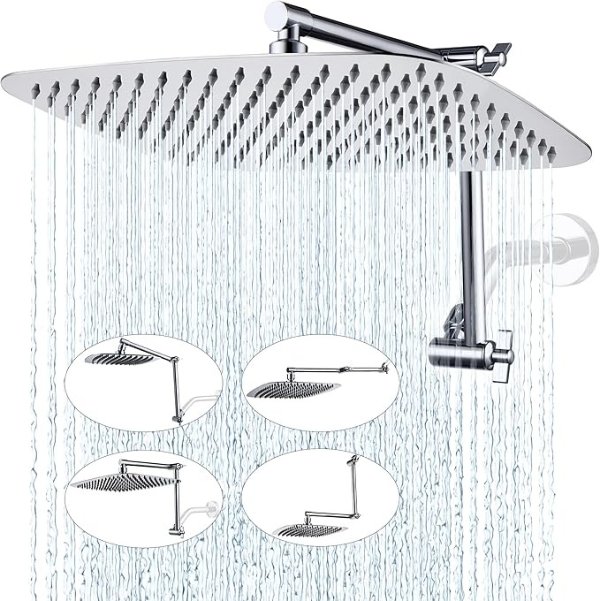 G-Promise 14 Inch All Metal Rain Shower Head Chrome