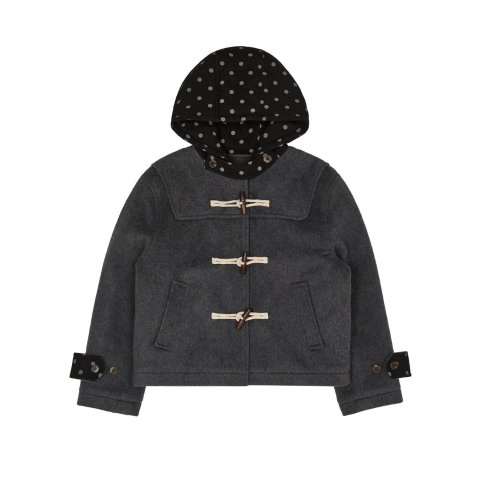 WAIKEIDot Duffle Crop Coat Charcoal