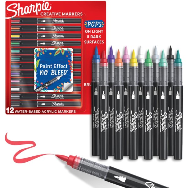 Sharpie Acrylic Markers Brush Tip 12-Count