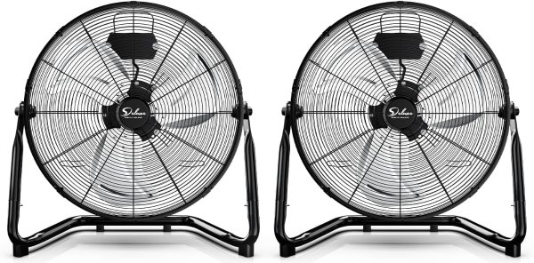Simple Deluxe High Velocity Metal Floor Fan 18 Inch Black 2 Pack