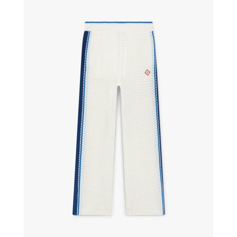CASABLANCAWhite Blue Striped Mesh Track Pants