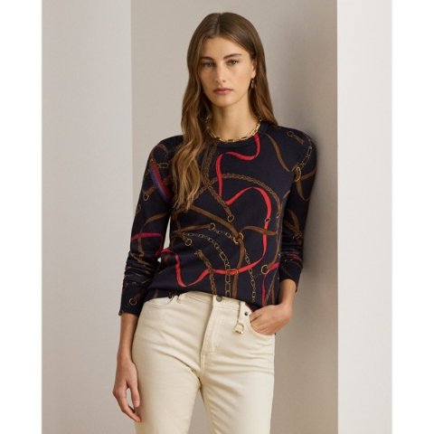 Ralph LaurenBelting-Print Cotton-Blend Sweater