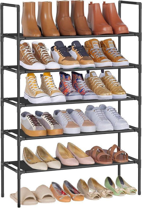 SONGMICS 5-Tier Shoe Rack ULSH045BH02 Metal Black