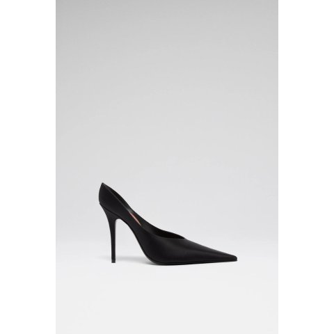 AMINA MUADDI Anok Mule 105 Black Satin Heels