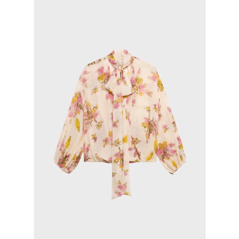 Blumarine印花乔其纱裹身衬衫