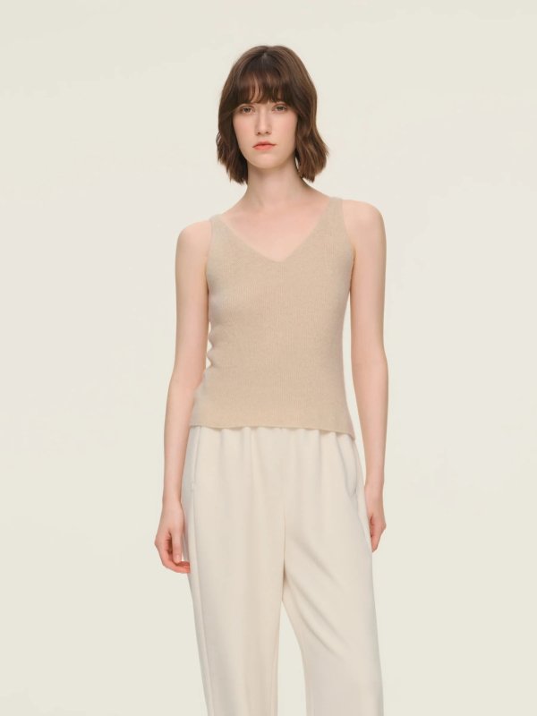 100% Cashmere Seamless Women Knit Tank Top