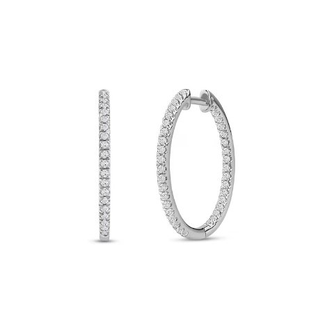 Lab-Grown Diamond Hoop Earrings 1/2 CT 14K White Gold