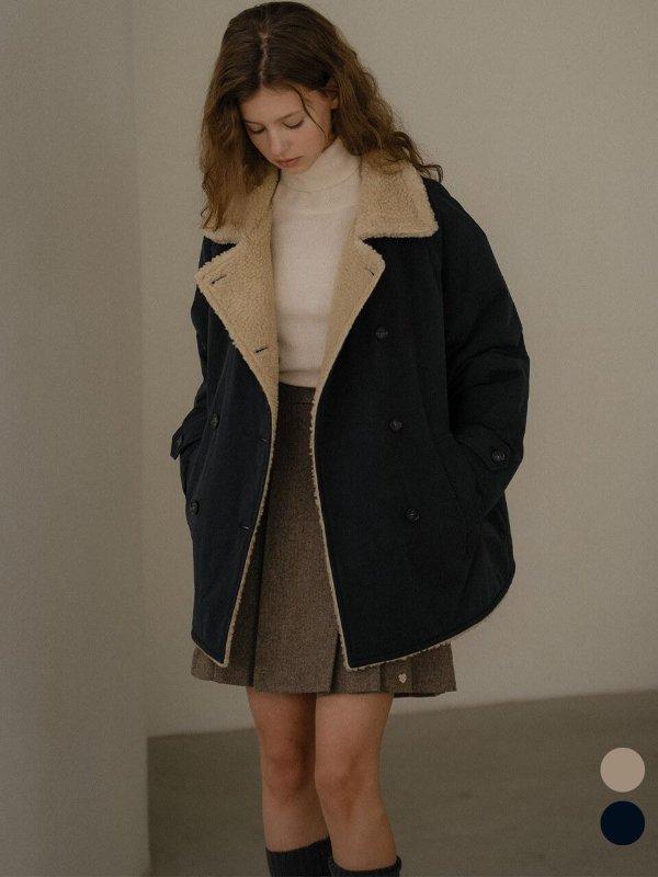 TILLIDIE Faux Fur Collar Double Coat TIWT02CT02