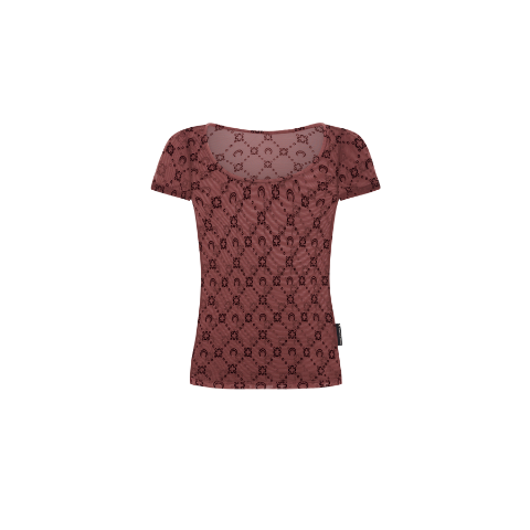 Marine SerreMoonogram Mesh Round Neck Top