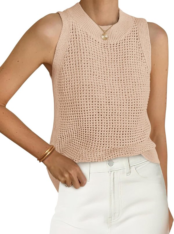 PRETTYGARDEN Crochet Knit Sleeveless Tank Top Women