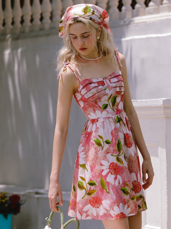 DUNDROP Watercolor Flower Midi Dress
