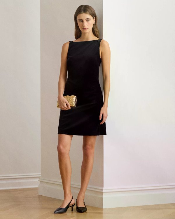 Beaded-Trim Velvet Cocktail Dress