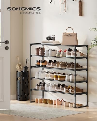 SONGMICS ULSA305BH01 Metal Shoe Rack 5-Tier Black