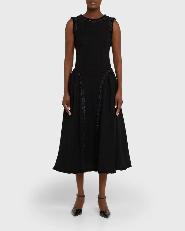 Boucle Sleeveless Midi Dress