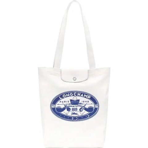 LongchampLongchamp White Canvas Tote Large Capacity