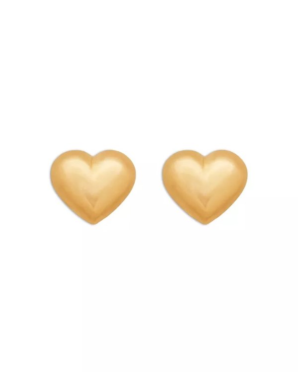  Fine Collection Puff Heart 14K Gold Kids Earrings