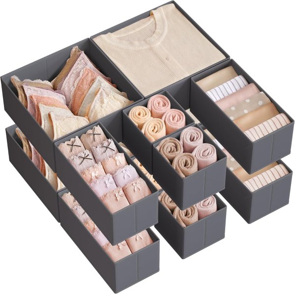 SONGMICS Drawer Organizer URDZ006G03 Slate Gray 12-Pack