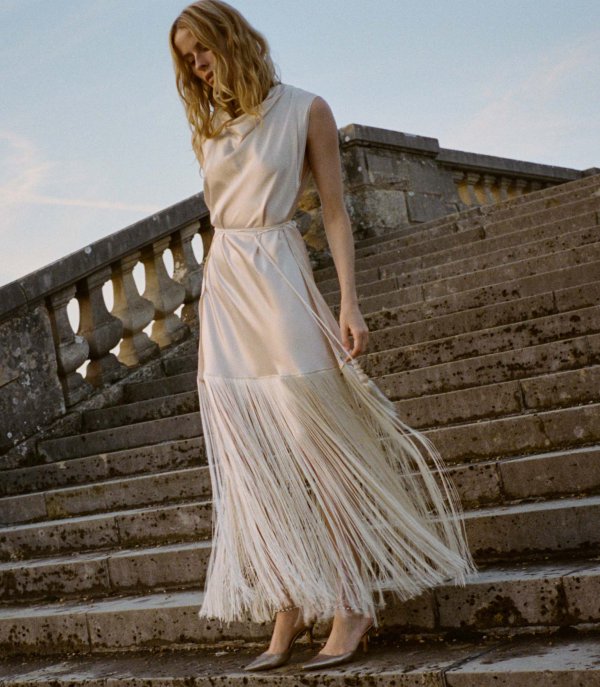 DÔEN Nellcote Anniversary Dress Fluid Satin-Back Crepe