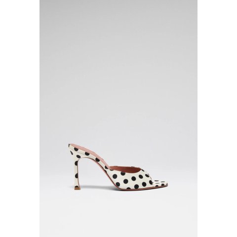 AMINA MUADDI Alexa Slipper 95 Ivory Polka Dot Satin