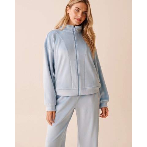 La Vie En Rose Velvet Zip-up Sweatshirt