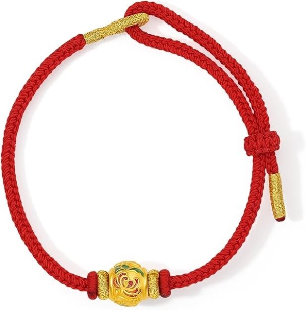 24K Gold Enamel Floral Braided Bracelet