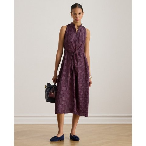 Ralph LaurenPrint Tie-Front Crepe Sleeveless Dress