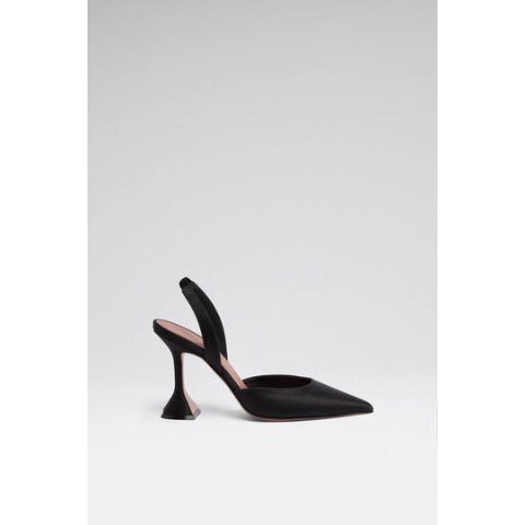 AMINA MUADDI Holli Sling 95 Black Satin Heels