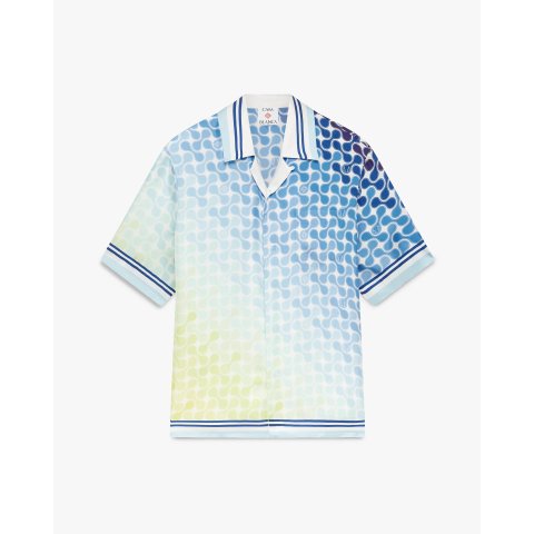 CASABLANCAGradient Tennis Tile Short Sleeve Silk Shirt