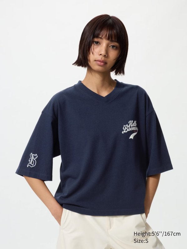 BABYMONSTER Cropped V-Neck Graphic T-Shirt