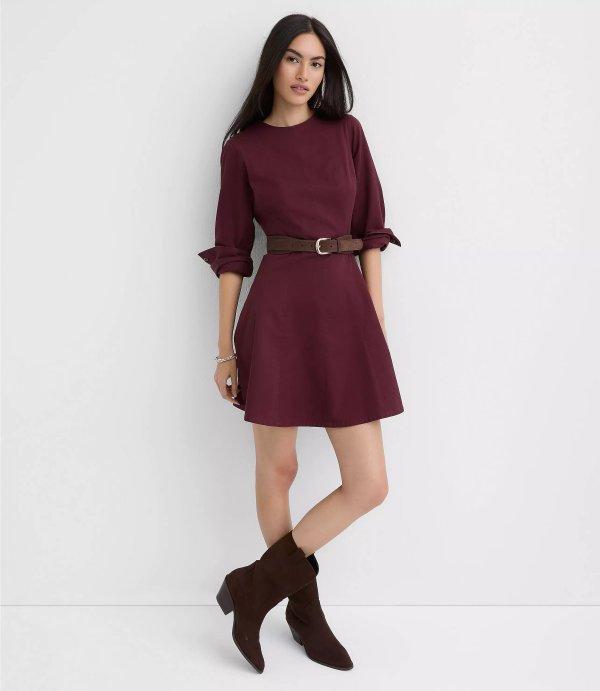 Seamed Barrel Sleeve Mini Dress