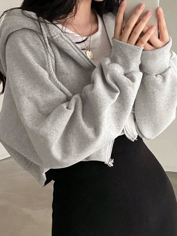 DAZY 加绒短款卫衣 