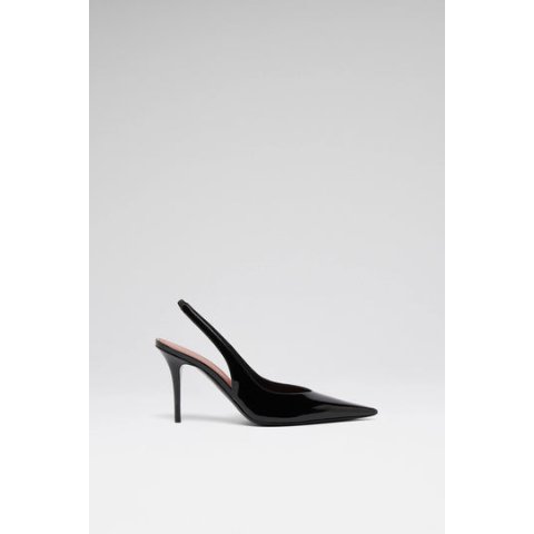 AMINA MUADDI Anok Sling 90 Black Patent High Heels