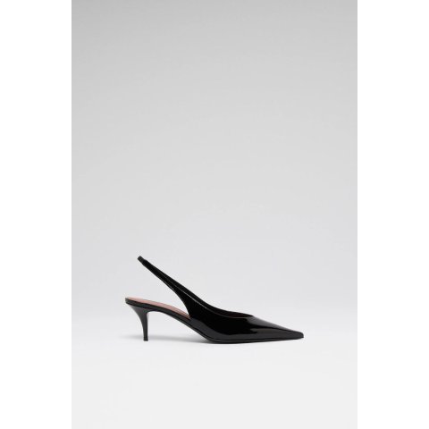 AMINA MUADDI Anok Sling 55 Black Patent High Heels