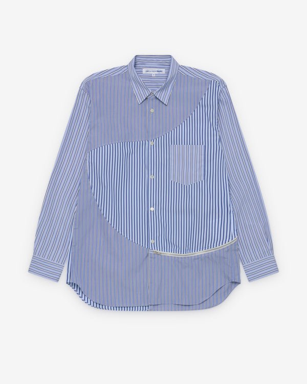 DOVER STREET MARKET NY CDG Men's Panelled Stripe Shirt Blue