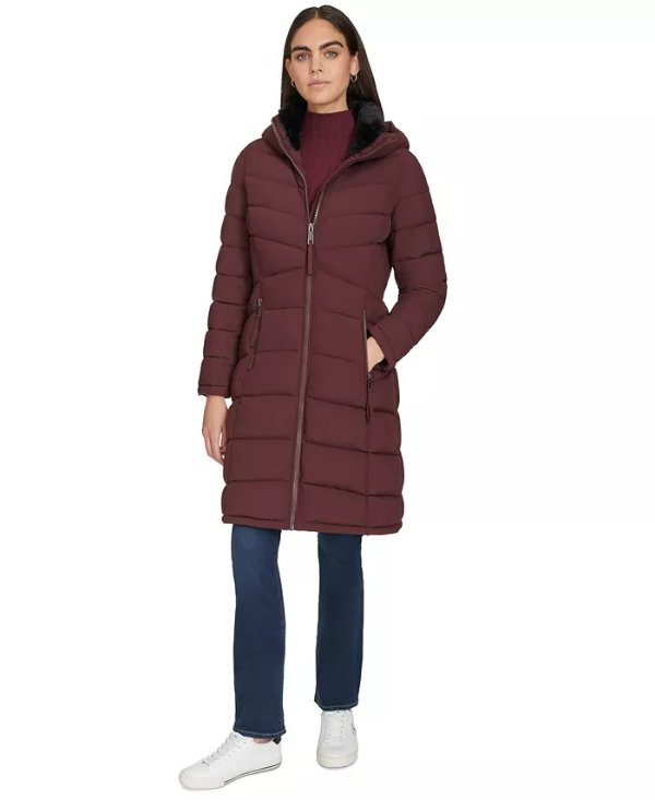 Calvin Klein Women's Hooded Puffer Coat - Macy's