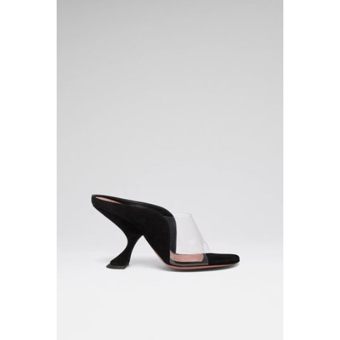 AMINA MUADDI Mackenzie Slipper 90 Black Suede Transparent PVC